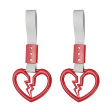 2Pcs Broken Heart Shaped Car Handle Straps for Auto Decoration, Red