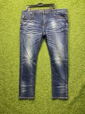 Privilege Society Jeans Mens 40 x32 Slim Naples Mid Rise Dak Wash Stretch Grunge