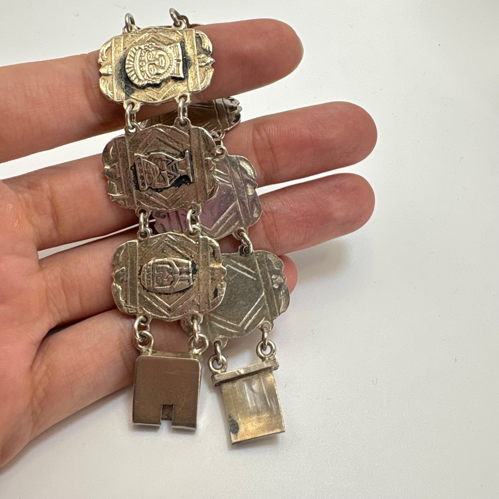 VTG Solid Sterling Silver 925 Aztec Native Design… - image 7