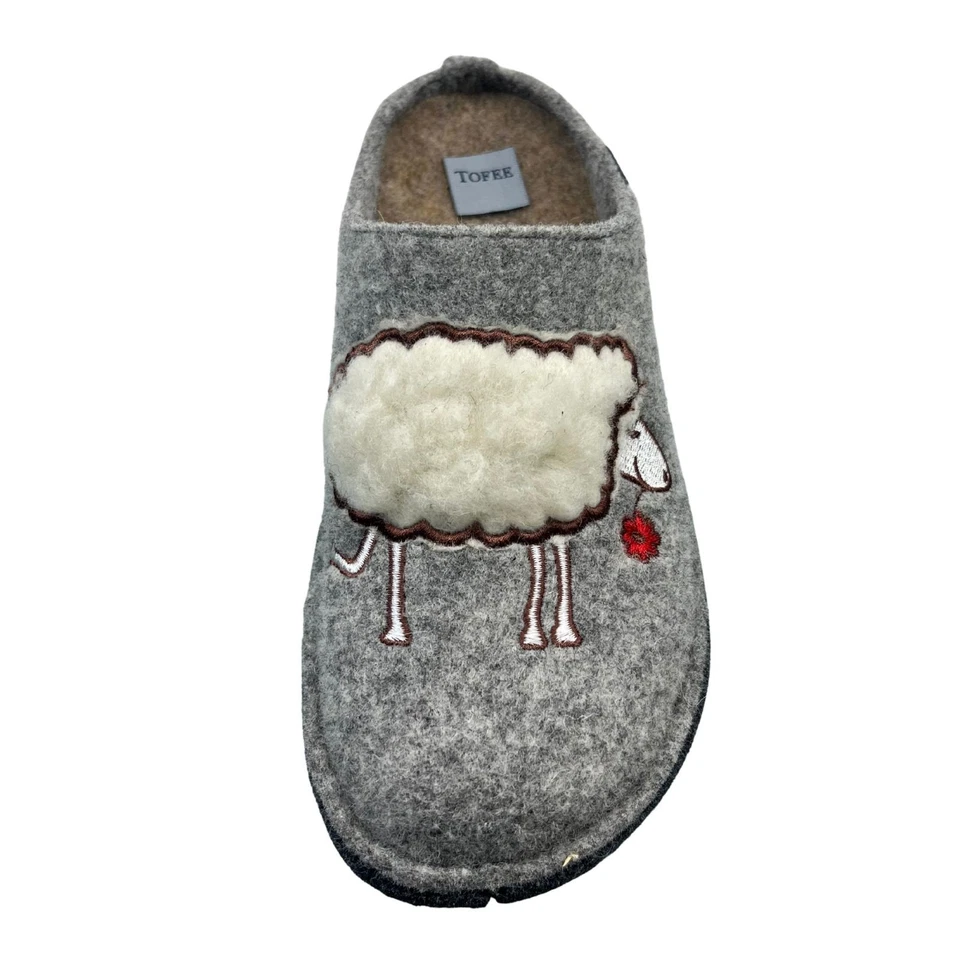 TOFEE Damen Hausschuhe Wollfilz Schaf Filzsohle Pantolette hellgrau 36-42 - Bild 3 von 4