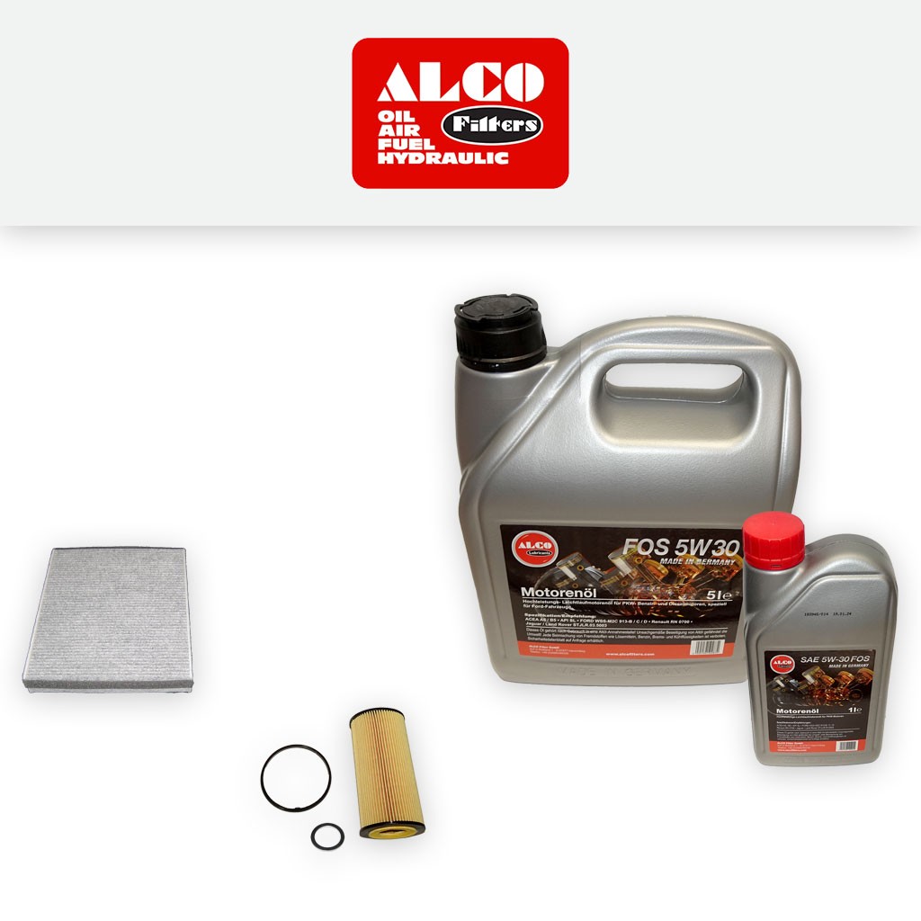 SERVICE KIT for VOLVO V40 2.0 D3 D4 ALCO OIL CABIN FILTERS with OIL (2012-2015)