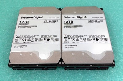 Lot of 2 Western Digital 12TB SATA 6Gb/s 3.5'' HDD WD120EMFZ | 100% Health