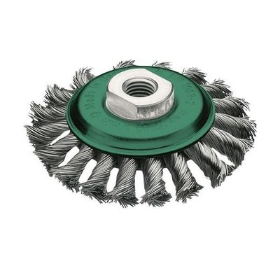 Lessmann Zopfkegelbürste D.115mm Gew.Drahtstärke 0,5mm VA 12mm 15000min-¹