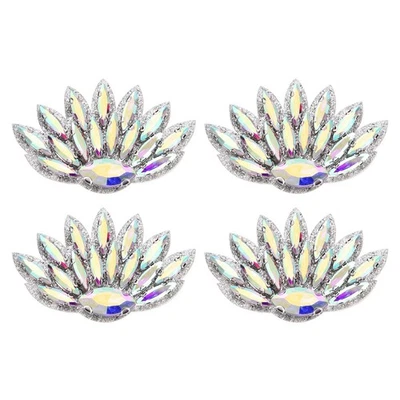 4Pcs Patch Brodée à Paillettes pour Peacock, Applique à Couleur AB à Coudre Main - Photo 1/4