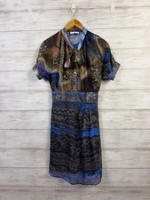 Prada Made in Italy Silk Animal Print Bow Neck Midi Dress