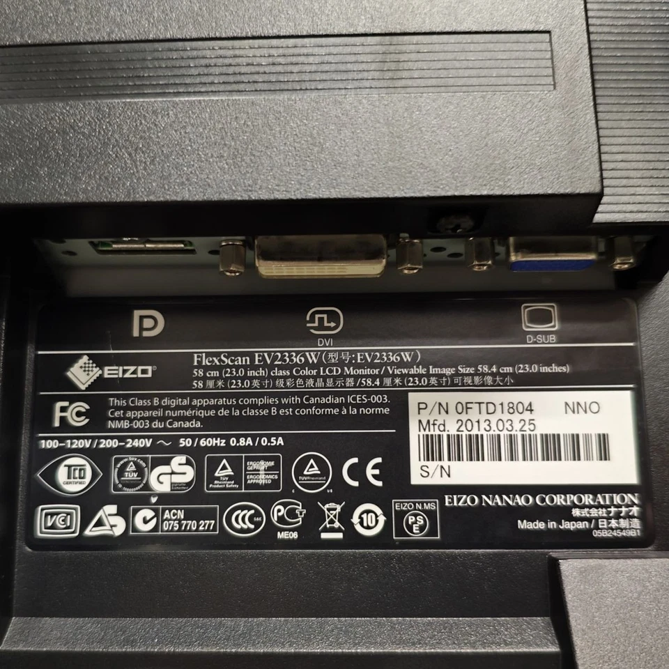 EIZO FlexScan EV2336W-Z 23 Inch IPS Monitor Full HD 1920x1080 Pivot VESA - Image 4 of 4