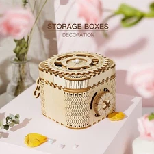 ROKR Password Treasure Box Wooden Mechanical 3D Wooden Puzzle Girls Xmas Gifts