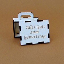 Geschenk zum Geburtstag Weißer Mini Koffer als Geldgeschenk Reisegeld Vintage