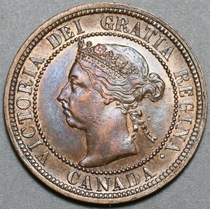 1890-H-Canada-Victoria-1-Cent-UNC-Britain-Empire-Coin-20100403R