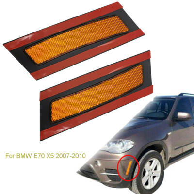 2Pcs Amber Front Bumper Side Marker Lights Reflector For 2007-2010 BMW E70 X5
