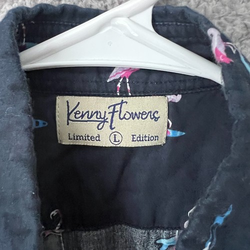 Kenny Flowers Shirt Mens Large Blue The Waka Flockers Flamingo Camp Hawaiian - Picture 3 of 11