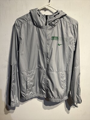 Nike Hoodie Mens Small Gray Oregon Ducks Full Zip Jacket Windbreaker Logo