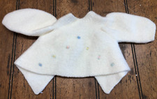 Vintage 100 Wool Infant Cardigan Sweater Cream w/flowers Made in Italy