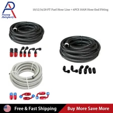 Universal AN10 Fitting Stainless Steel Nylon Braided Oil Fuel Hose Line Kit