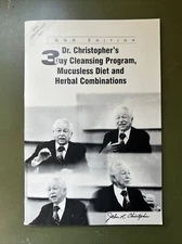 Dr. Christopher's Three-Day Cleansing Program, Mucusless Diet...1998 Edition NEW