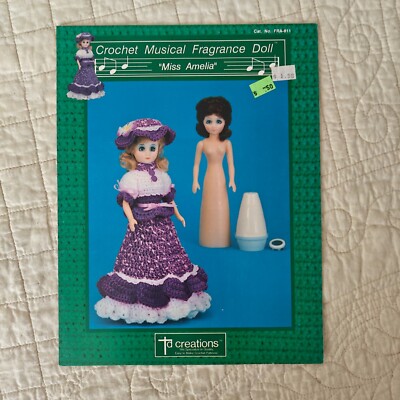 Rare 1990 ''Miss Amelia'' Crochet Music Fragrance Doll Dress Pattern Td Creations