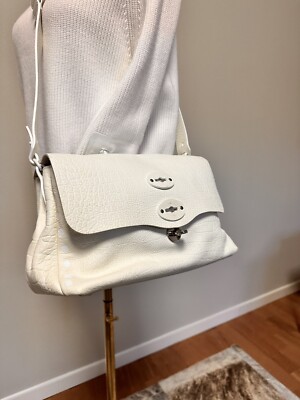 Zanellato Postina S Linea pura Bamboo Col. Loto Tasche Leder weiß Pelle bianca
