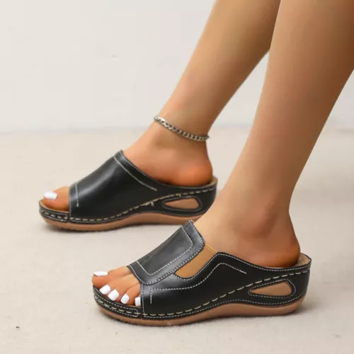 Damen-Keilsandalen Damen Peeptoe-Schieber Slipper Hausschuhe Sommerschuhe Größe - Bild 8 von 16