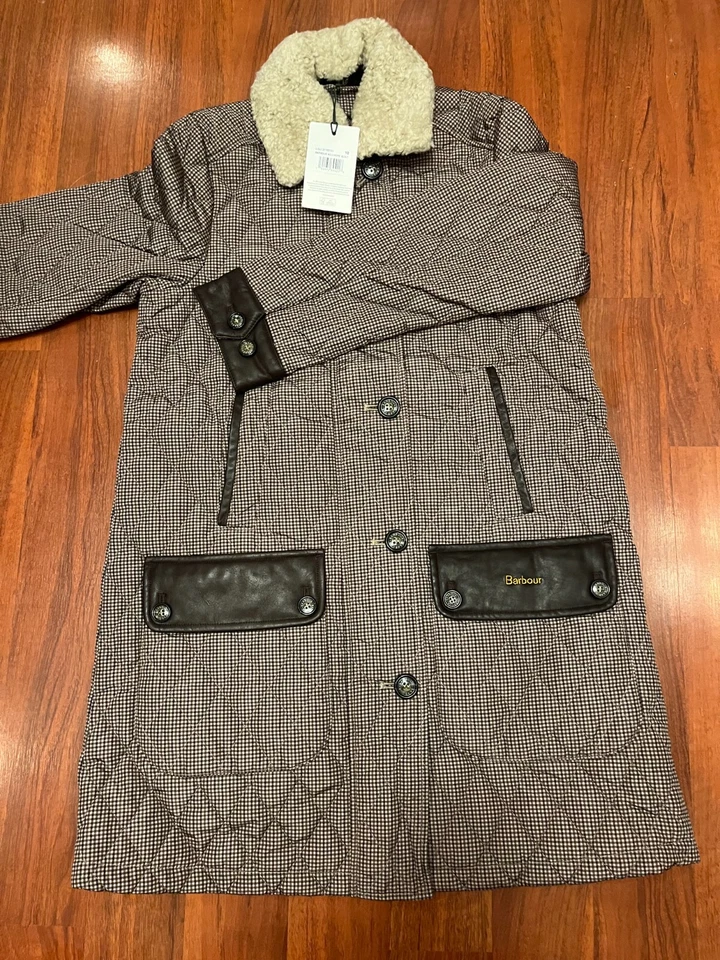 Barbour Killhope 人造毛皮装饰绗缝夹克 MSRP $550 英国优雅 罕见 — 第 3/4 张图片