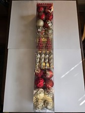 CG Hunter Christmas Ornaments 52pc Red Gold Glitter Snowflakes Shatter Resistant