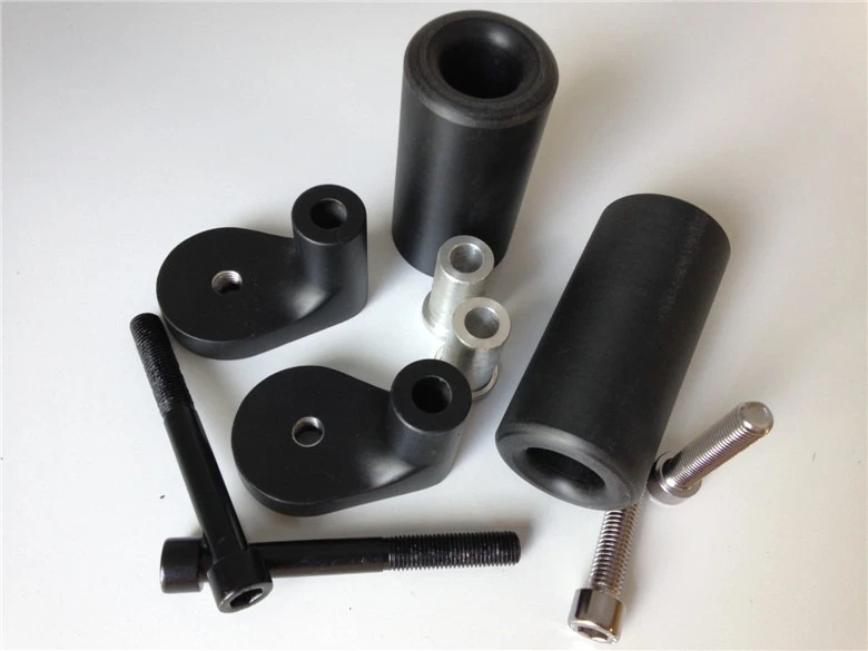 Deslizadores de cuadro Delrin negros para Kawasaki Zrx 1100 1999 Foto 2 de 4