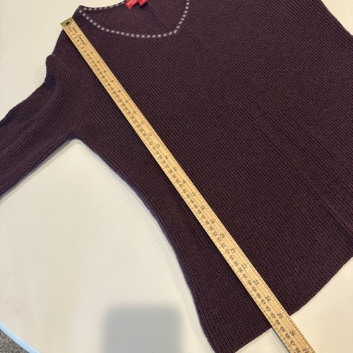 Krimson Klover Sweater Size Large Purple V-Neck Merino Silk Blend Knit - Picture 8 of 10