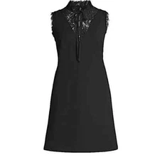 NEW Ted Baker London Chharis Lace Mock Neck Dress Black size 2 US 6  #D6626