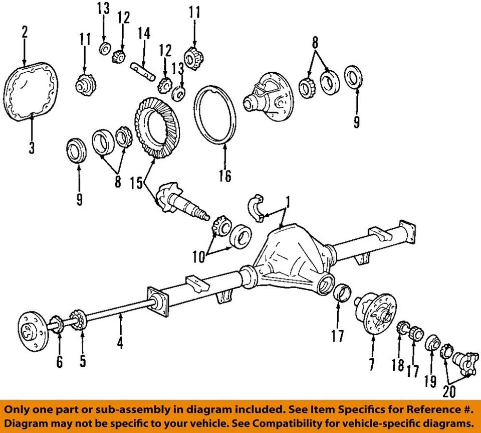 Used Rear Axle Assembly Rear fits: 1999 Ford F150 PICKUP 8.8`` ring gear 3.55 ra - Image 3 of 4