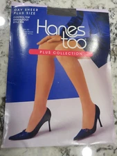 Hanes Too Day Sheer Control Top Pantyhose Plus Size 2Q Barely Black Style E08