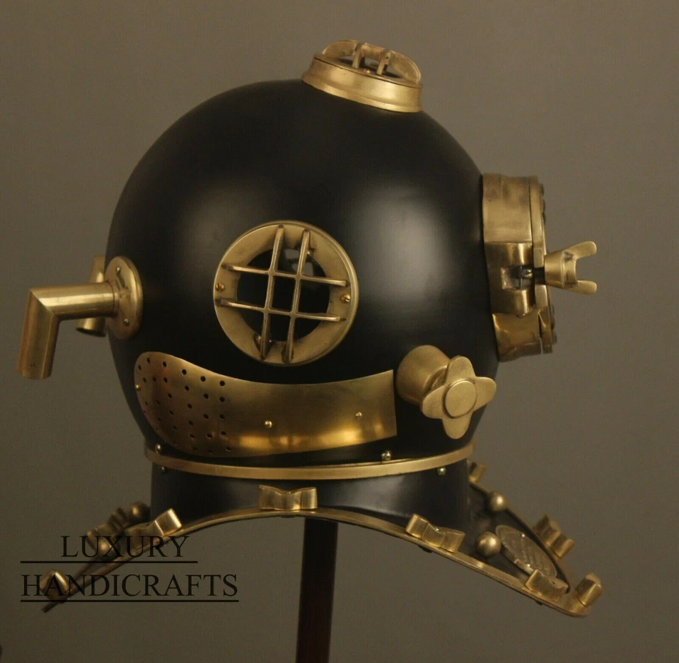 Antiguo casco de buceo negro de 18" para la Marina de los Estados Unidos Mark V casco de buceo estándar Foto 4 de 4