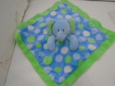 First Impressions Elephant Security Blanket Lovey Green Blue Polka Dot 12" Z1