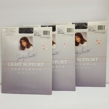 3 Jaclyn Smith Sheer Silky Light Support Control Top Pantyhose Size D Off Black