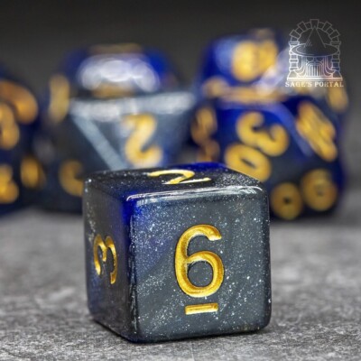 Sage's Portal Stones DND Dice Set Acrylic Opaque 7-PC Polyhedral DND Dice Set for Dungeons and Dragons D&D Sage's Cantrips RPG Tabletop TTRPG (Purple/Mica