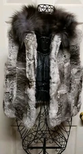Fur Vest Adrienne Landau Fox And Rabbit Fur Gray Natural WITH TAGS Medium