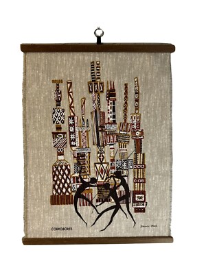 VTG 1960's Donald Clark Silk Screen Wall Hanging Australian Aboriginal Art MCM