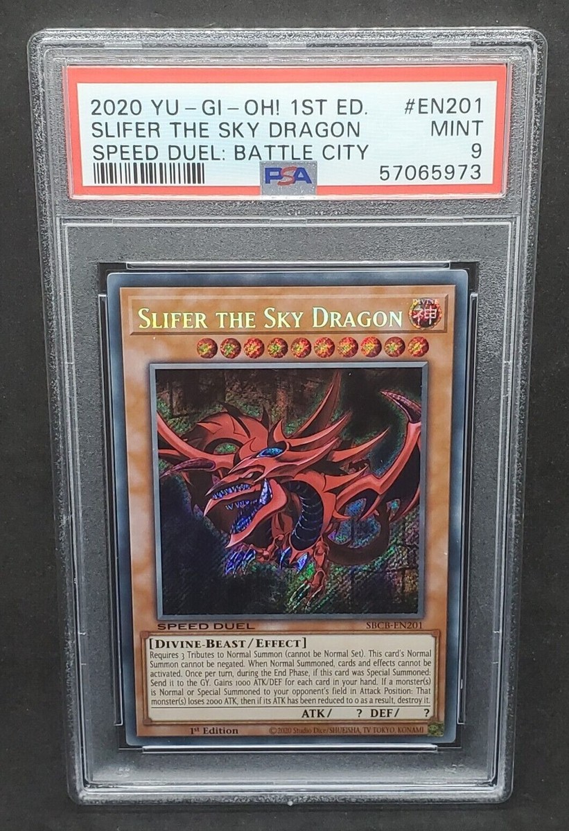 Yugioh PSA 9 MINT Slifer the Sky Dragon SBCB-EN201 1st
