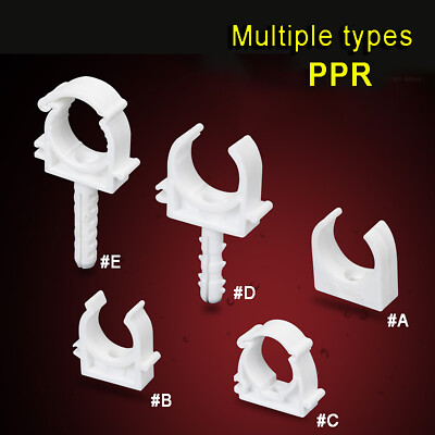 PPR Plastic Pipe Clips Hose Tube Clamp U-shaped White Multiple styles and sizes