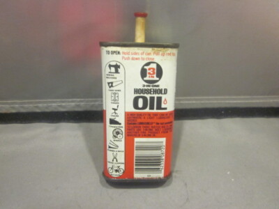  3 FL. OZ. 3 IN ONE HOUSEHOLD OIL OIL METAL CAN ALMOST EMPTY 