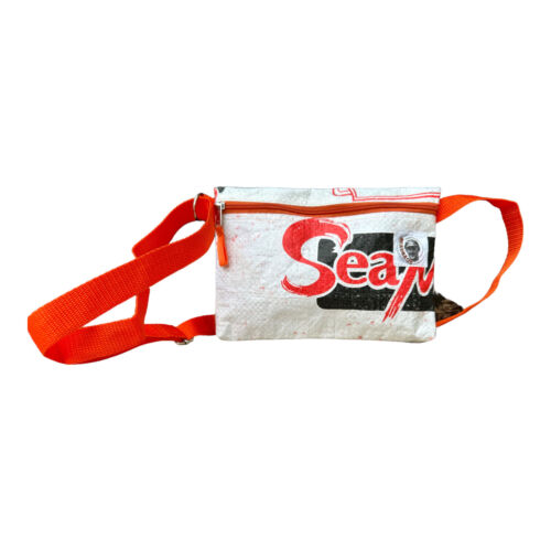 Beadbags Upcycling Umhänge-Tasche Festival-Bag weiss aus Recycling-Reissack - 第 1/4 張圖片