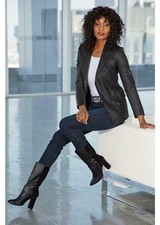 CELEBRITY New Women's Black Leather Blazer Pure Lambskin Causal Slim Fit Blazer