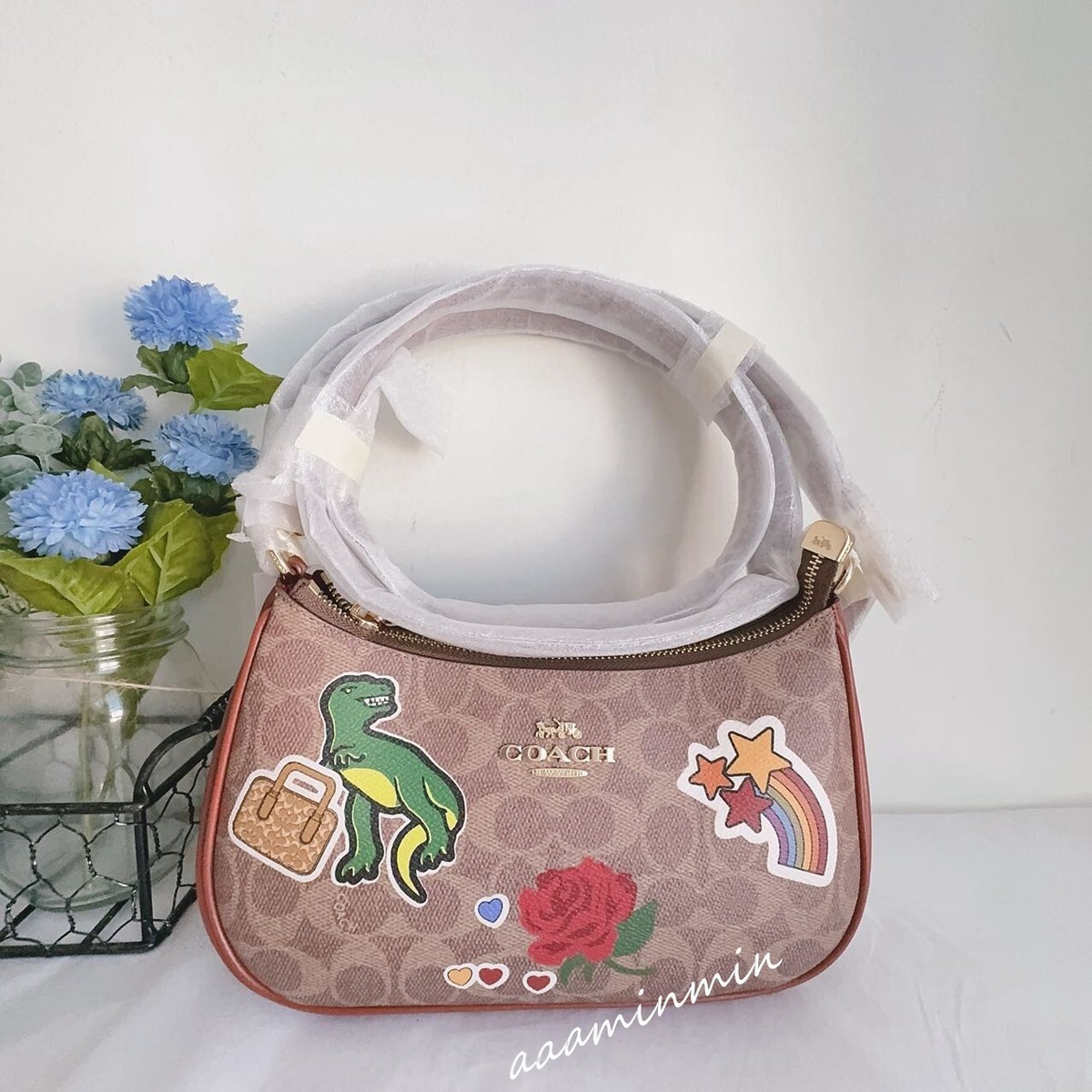 NWT Coach Teri Shoulder Bag In Signature Canvas With Sticker Print