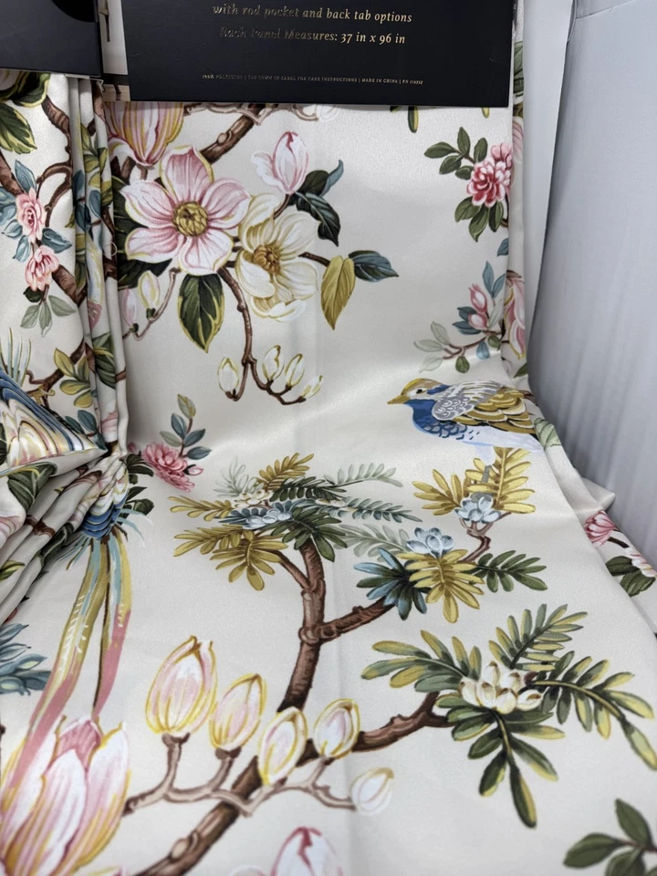 Nuevo Juego de 4 Cortinas Envogue Jardín Floral Pájaros 37x96 Foto 2 de 4