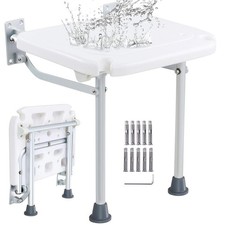 Folding PE Shower Seat 15.7'' x 14.8'' Wall Mounted Shower Bench 500 lbs