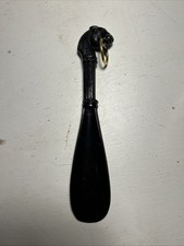 Vintage Black Lion Head Plastic 7 1/2" Shoe Horn With Ring