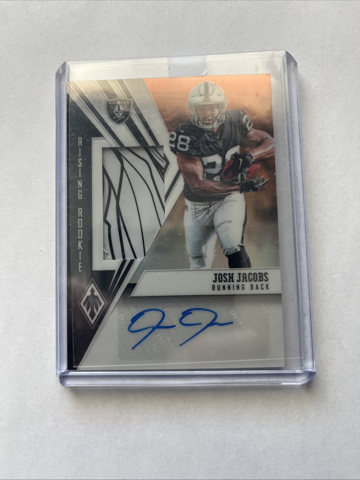 Josh Jacobs Panini Phoenix Rising Rookie Material Signature #RRJJ Gloves