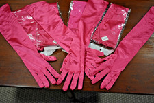 6 Pair Fuchsia Pink Satin-Shine Ladies' Long Gloves