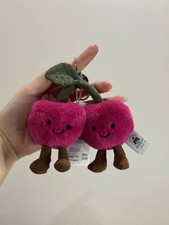 Jellycat Amuseables Cherries Plush Bag Charm Keychain Cute Collectible NWT Gift