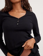 🖤 HATCH Softest Rib Henley Top SIZE 1 / SM BLACK Nursing Friendly Soft SOLD OUT