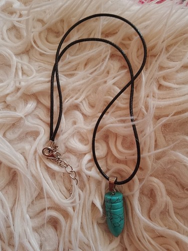 Bullet Pendant On Black Cord Necklace. Natural Stone. Turquoise. New. - Picture 2 of 4