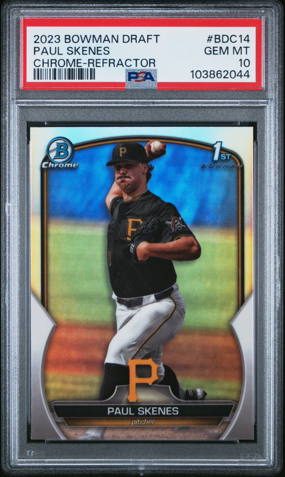 2023 1st Bowman Draft Paul Skenes Chrome Refractor #BDC14 Pirates RC PSA 10